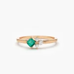 925 Silver Emerald and Diamond Ring - Image 4