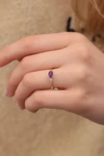 925 Silver Purple Stone Engagement Ring - Image 6