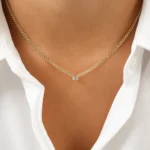 925 Silver Emerald Diamond Necklace - Image 3
