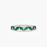 925 Silver Emerald and Round Diamond Ring - Image 4