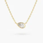 925 Silver Pear Shape Diamond Solitaire Necklace - Image 3