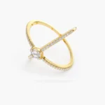 925 Silver Baguette and Round Diamond Statement Ring - Image 3