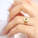925 Silver Baguette Emerald Signet Ring - Image 6