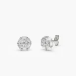 925 Silver Baguette and Round Diamond Cluster Studs - Image 3