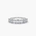 925 Silver Emerald Diamond Wedding Band - Image 4
