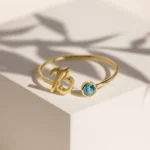 925 Silver Custom Initial Gemstone Ring - Image 3