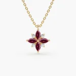 925 Silver Marquise Flower Diamond Pendant