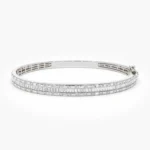 925 Silver Baguettes & Round Bangle  Bracelet - Image 3
