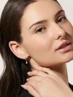 925 Silver Elise  Drop Hoops - Image 5