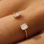 925 Silver Diamond Baguette Cuff Ring - Image 5