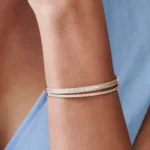 925 Silver Baguettes & Round Bangle  Bracelet - Image 7