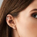 925 Silver Dangling Diamond Huggies - Image 2