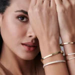 925 Silver Baguette and Round Diamond Bangle - Image 5