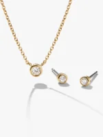925 Silver Diamond Pendant Set Birthday Gift