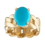 925 Silver Havana Turquoise Link Ring - Image 3