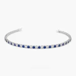925 Silver Diamond and Sapphire Tennis Bracelet - Image 6