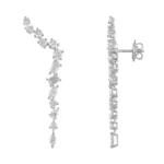 925 Silver Multi-shape Diamond Drop Earrings - Image 3