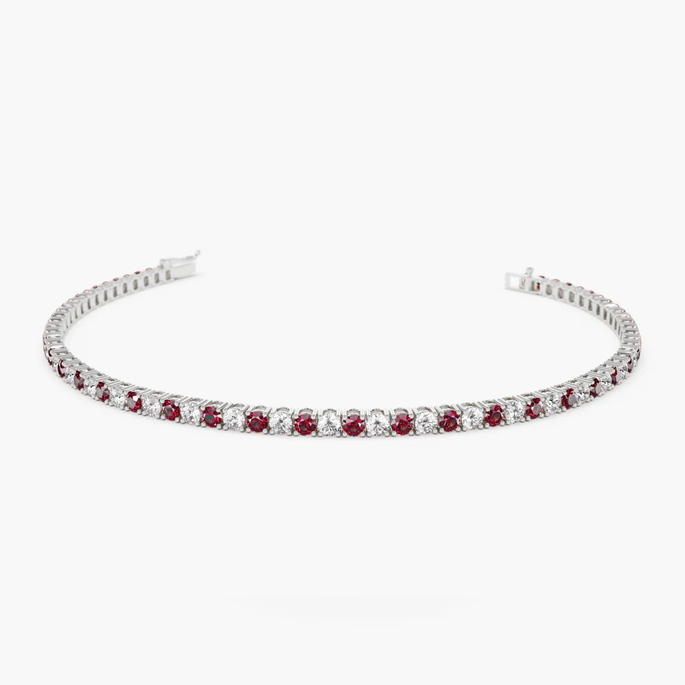 400548_8ebb56415861432783db5f37c558c994mv2.webp 925 Silver Diamond and Ruby Tennis Bracelet - Image 1