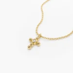 925 Silver Tiny Ball Diamond Cross Necklace - Image 4