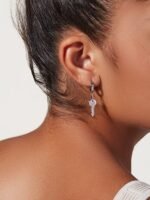 925 Silver Key Charm Earrings - Image 2