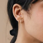 925 Silver Minimalist Pave Duo Chain Earring - Image 5