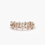 925 Silver Two Row Marquise & Round Diamond Ring - Image 7