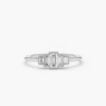 925 Silver Step Cut Baguette Diamond Ring - Image 4