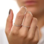 925 Silver Half-Eternity Diamond Stackable Silver Ring - Image 5