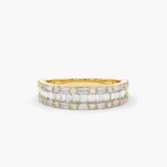 925 Silver Baguette & Round Diamond Wedding Band - Image 3