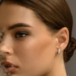 925 Silver Baguette and Round Diamond  Earrings - Image 4