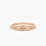 925 Silver Star Setting 3 Diamond Stacking Ring - Image 4