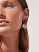 925 Silver Coin Dangle Hoop Earrings - Image 2