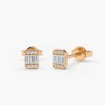 925 Silver Tiny Baguette Diamond Stud Earrings - Image 4