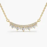 925 Silver Curved Bar Diamond Necklace - Image 3