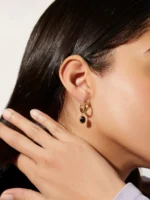 925 Silver Dobby black Hoops - Image 4