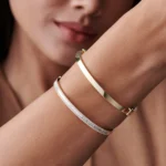925 Silver Baguette and Round Diamond Bangle - Image 4