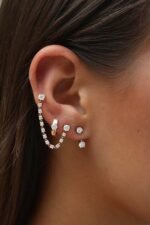 925 Silver Round Diamond Huggies - Image 2