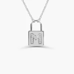 925 Silver Padlock Initial Necklace - Image 5