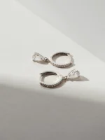 925 Silver Elise  Drop Hoops - Image 3