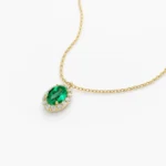 925 Silver Emerald & Diamond Necklace - Image 7