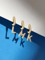 925 Silver Single letter Huggies - Image 3