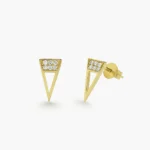 925 Silver Elongated Triangle Diamonds Earrings - Image 3