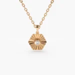 925 Silver Hexagon Diamond Disc Ray Necklace - Image 4