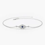 925 Silver Sapphire Evil Eye Bracelet - Image 4