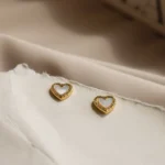 925 Silver Valentina Pearl Heart Stud Earrings - Image 2
