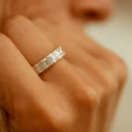925 Silver Baguette & Round Diamond Wedding Band - Image 2