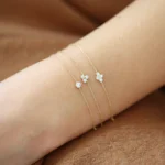 925 Silver Dainty Quad Diamond Bracelet - Image 6