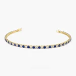 925 Silver Diamond and Sapphire Tennis Bracelet - Image 4