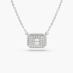 925 Silver Baguette & Diamond Diamond Necklace