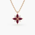 925 Silver Marquise Flower Diamond Pendant - Image 8